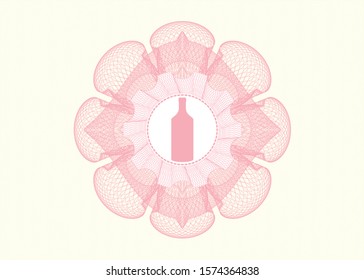 Pink linear rosette with bottle icon inside