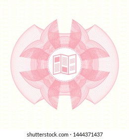 Pink linear rosette with brochure icon inside