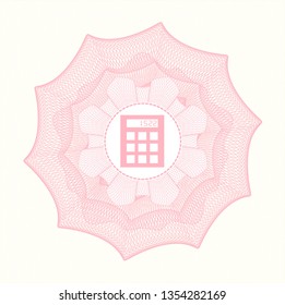 Pink linear rosette with calculator icon inside