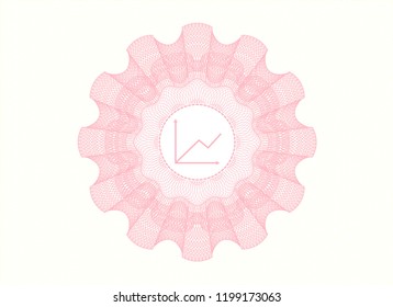 Pink linear rosette with chart icon inside