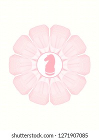 Pink linear rosette with chess knight icon inside
