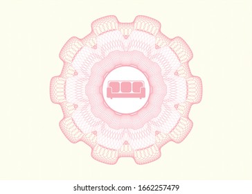 Rosette lineal rosa con icono de sofá en el interior