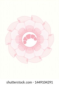 Pink linear rosette with croissant icon inside