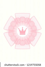 Pink linear rosette with crown icon inside
