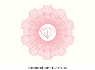 Pink linear rosette with diamond icon inside