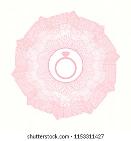 Pink linear rosette with diamond ring icon inside