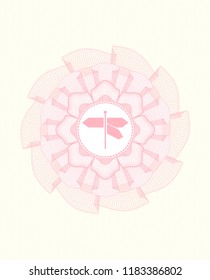 Pink linear rosette with directions sign icon inside