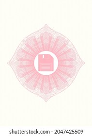 Pink linear rosette. with diskette icon inside