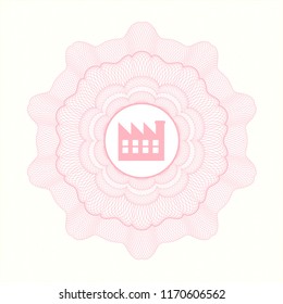 Pink linear rosette with factory icon inside