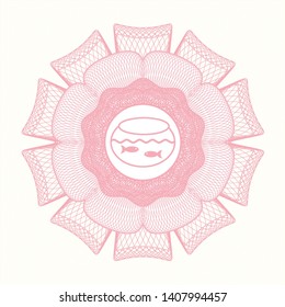 Pink linear rosette with fishbowl with fish icon inside