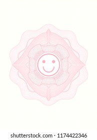 Pink linear rosette with happy face icon inside