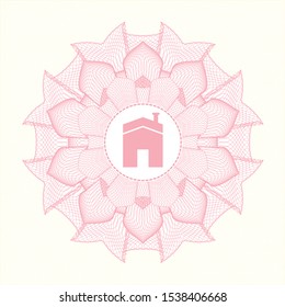 Pink linear rosette with house icon inside