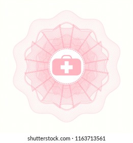 Pink linear rosette with medical briefcase icon inside