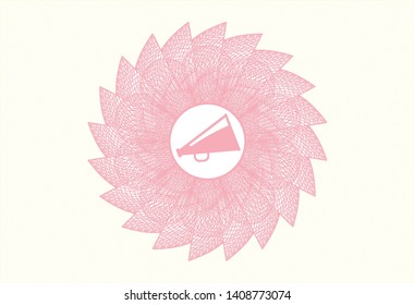 Pink linear rosette with megaphone icon inside