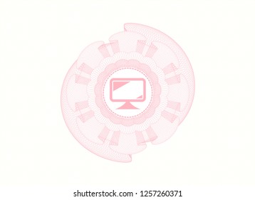 Pink linear rosette with monitor icon inside