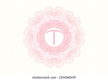 Pink linear rosette with pickaxe icon inside