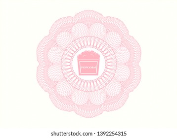 Pink linear rosette with popcorn icon inside