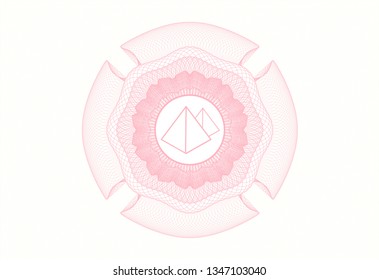 Pink linear rosette with pyramids icon inside