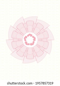Pink linear rosette. with recycle icon inside