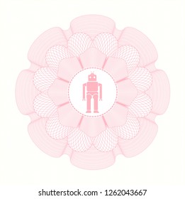 Pink linear rosette with robot icon inside