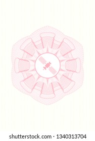 Pink linear rosette with satelite icon inside