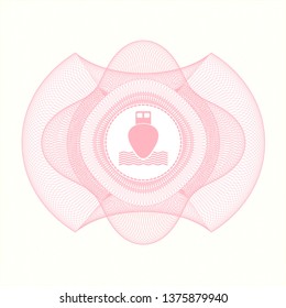 Pink linear rosette with ship icon inside