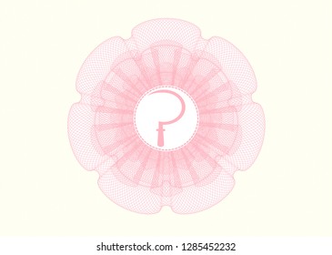 Pink linear rosette with sickle icon inside