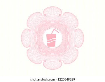 Pink linear rosette with soda icon inside