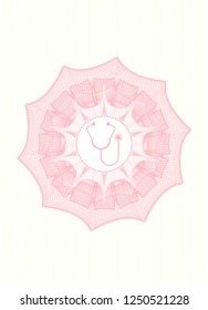Pink linear rosette with stethoscope icon inside