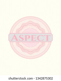 Pink linear rosette with text Aspect inside