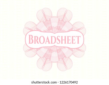 Pink linear rosette with text Broadsheet inside