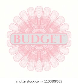 Pink linear rosette with text Budget inside