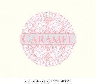 Pink linear rosette with text Caramel inside