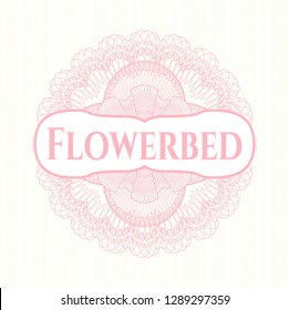 Pink linear rosette with text Flowerbed inside
