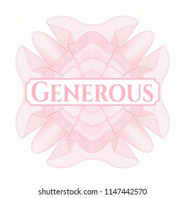 Pink linear rosette with text Generous inside