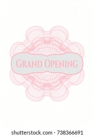 Pink linear rosette with text Grand Opening inside