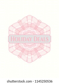 Pink linear rosette with text Holiday Deals inside