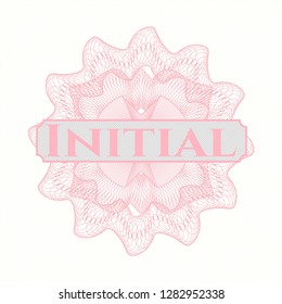 Pink linear rosette with text Initial inside