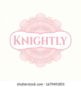 Pink linear rosette with text Knightly inside