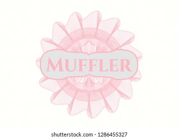 Pink linear rosette with text Muffler inside
