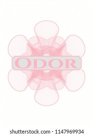 Pink linear rosette with text Odor inside