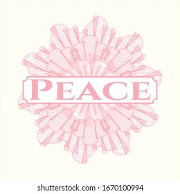 Pink linear rosette with text Peace inside