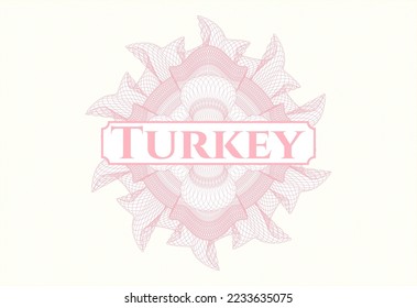 Pink linear rosette with text Turkey inside