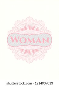 Pink linear rosette with text Woman inside