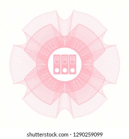 Pink linear rosette with three folders icon inside