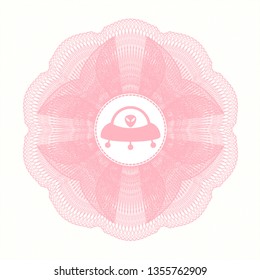 Pink linear rosette with ufo with aline inside icon inside