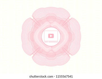 Pink linear rosette with video player icon inside