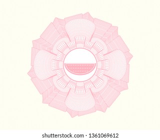 Pink linear rosette with watermelon icon inside