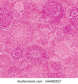 Pink lineart floral texture seamless pattern background