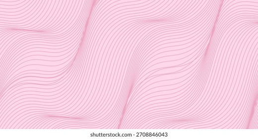 Líneas rosadas Curvas de onda de fondo con gradiente suave Abstracto Buen arte simple Buenas ilustraciones Patrón de Vector Concepto de luz Espacio